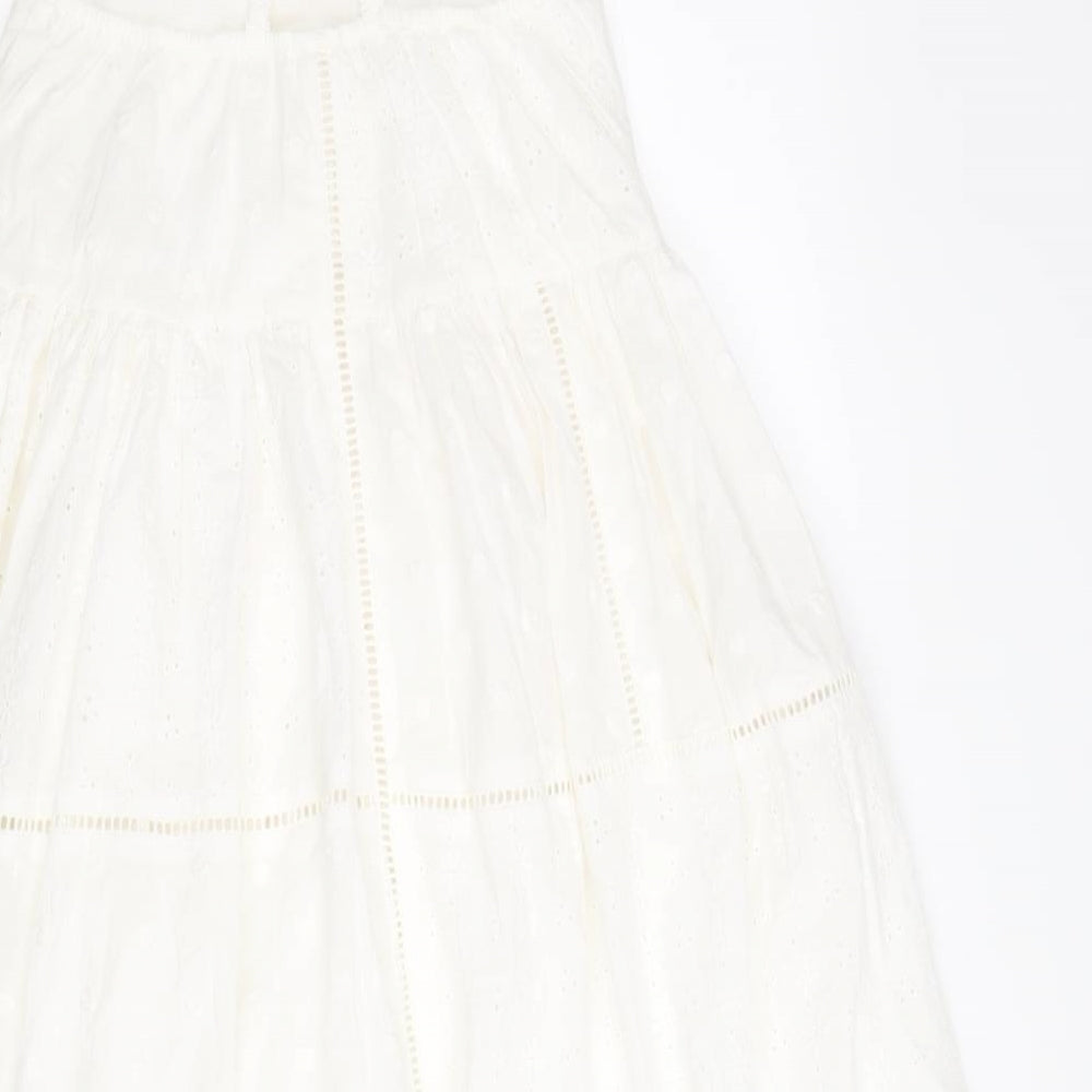 Marks and Spencer Girls White 100% Cotton Trapeze & Swing Size 8-9 Years Round Neck Pullover