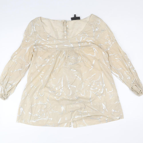 NEXT Womens Beige 100% Cotton Basic T-Shirt Size 10 Boat Neck