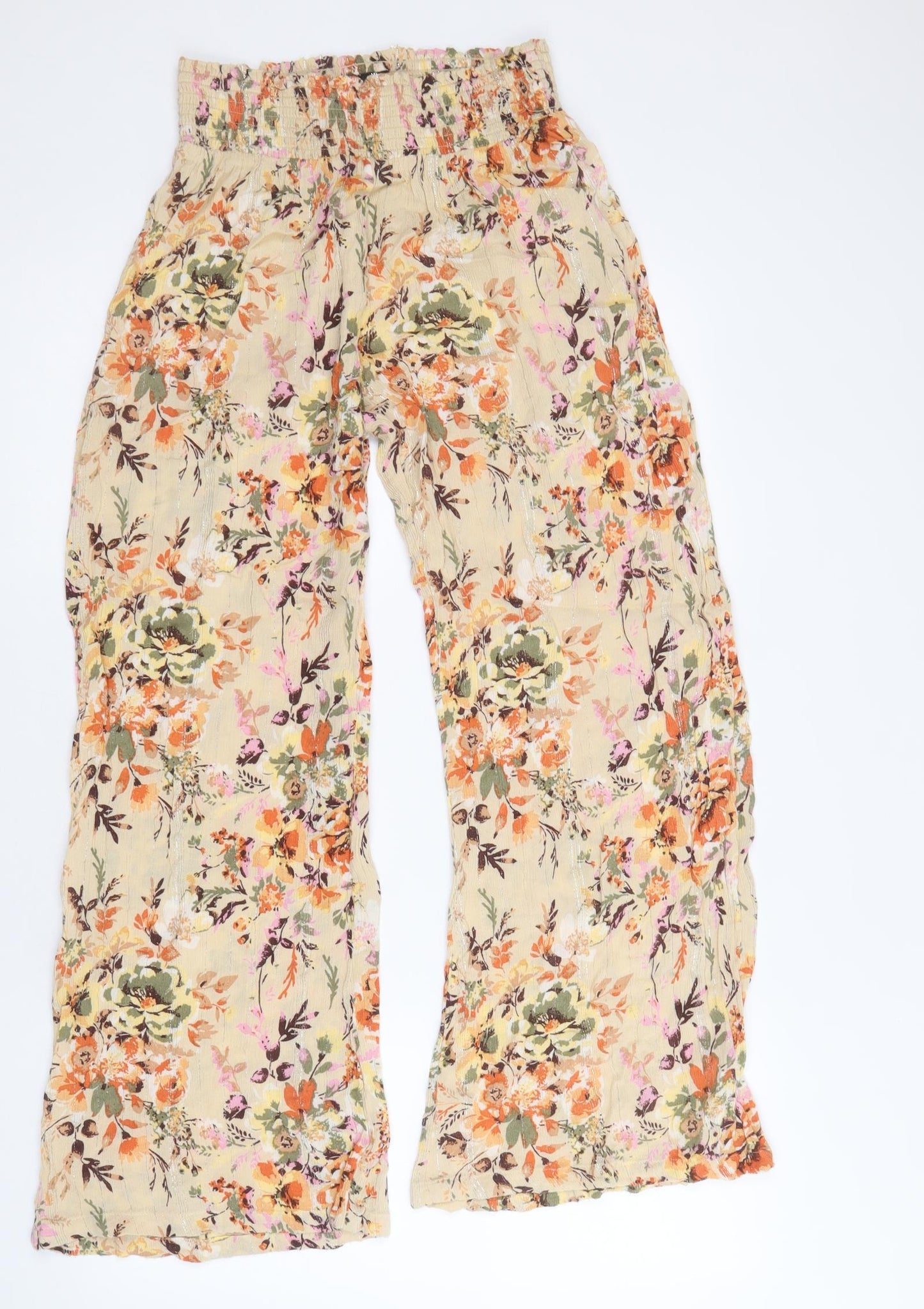 Angie Womens Multicoloured Floral Viscose Trousers Size M Regular