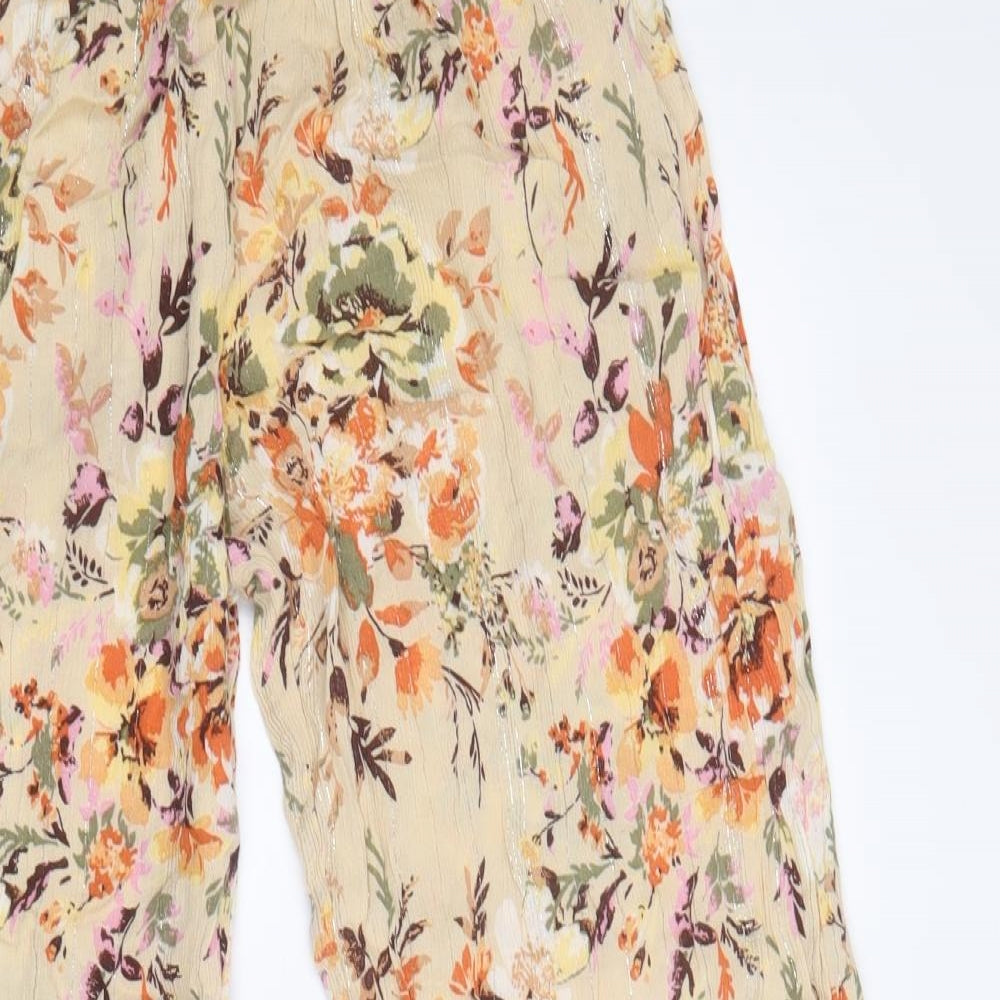 Angie Womens Multicoloured Floral Viscose Trousers Size M Regular