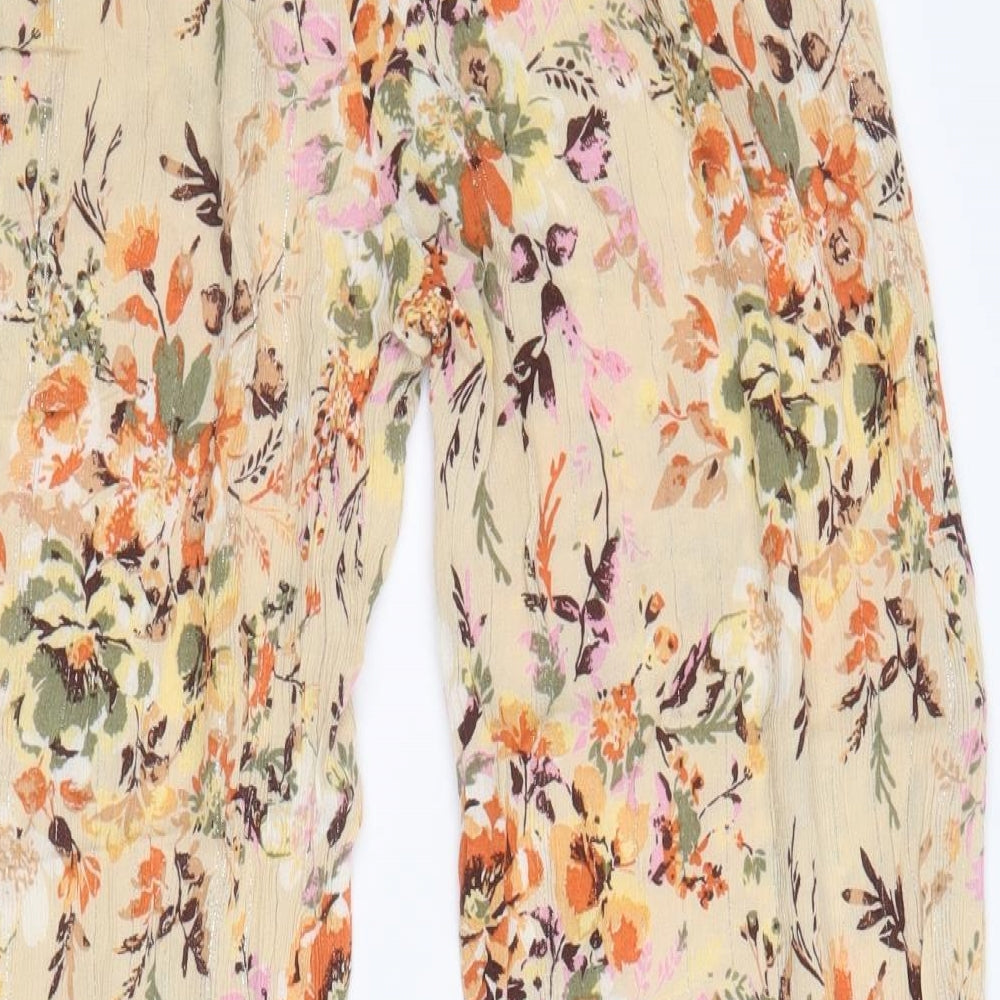 Angie Womens Multicoloured Floral Viscose Trousers Size M Regular