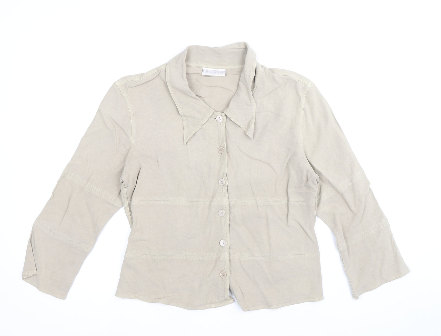 Off Shoot Womens Brown Viscose Basic Button-Up Size S Collared - Size S-M