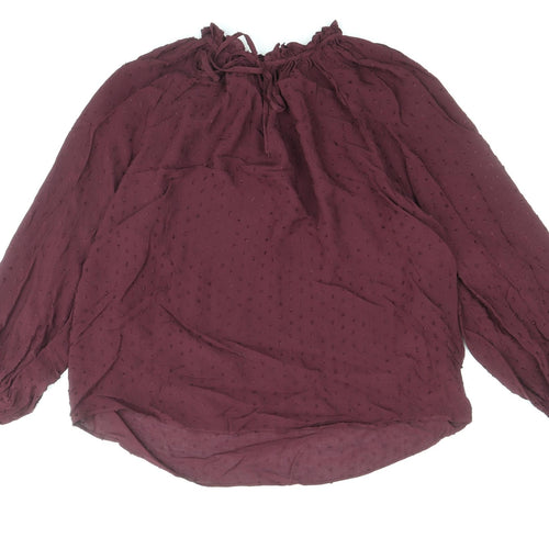 H&M Womens Purple Viscose Basic Blouse Size 8 Round Neck