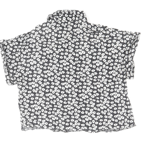 Atmosphere Womens Black Floral Viscose Basic Button-Up Size 8 Collared