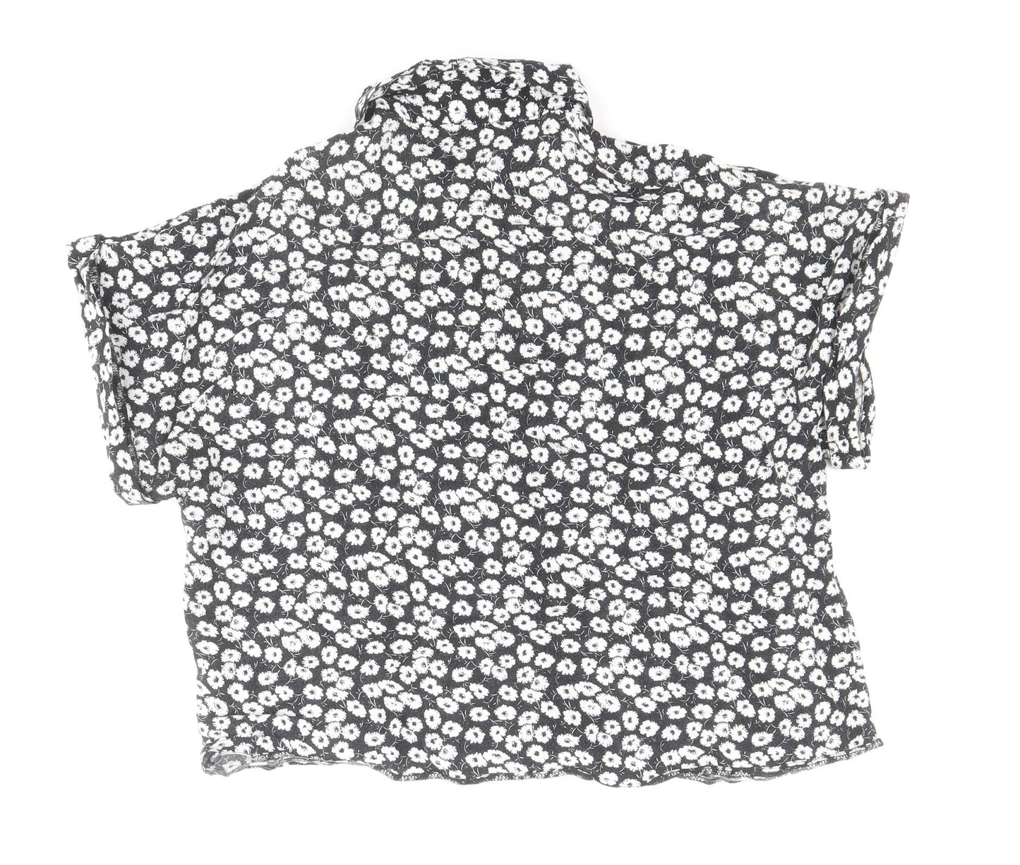 Atmosphere Womens Black Floral Viscose Basic Button-Up Size 8 Collared