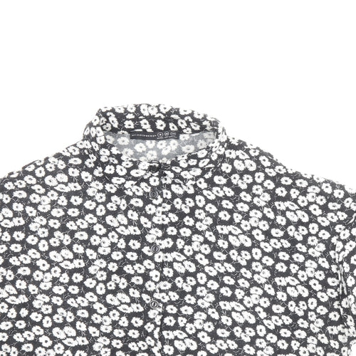 Atmosphere Womens Black Floral Viscose Basic Button-Up Size 8 Collared