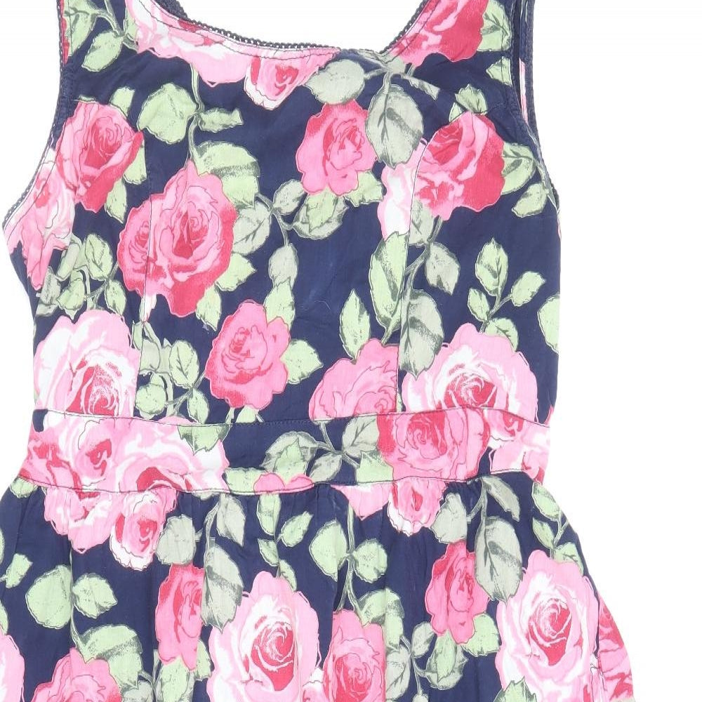 TU Womens Multicoloured Floral 100% Cotton Tank Dress Size 12 Scoop Neck Pullover