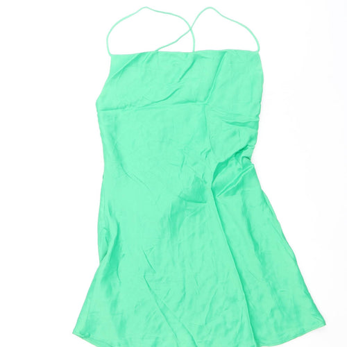Zara Womens Green Viscose Mini Size M Cowl Neck Pullover