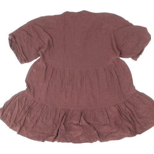 NEXT Womens Brown Viscose A-Line Size 8 V-Neck Pullover - Tiered