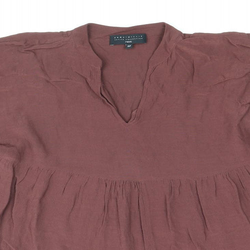 NEXT Womens Brown Viscose A-Line Size 8 V-Neck Pullover - Tiered