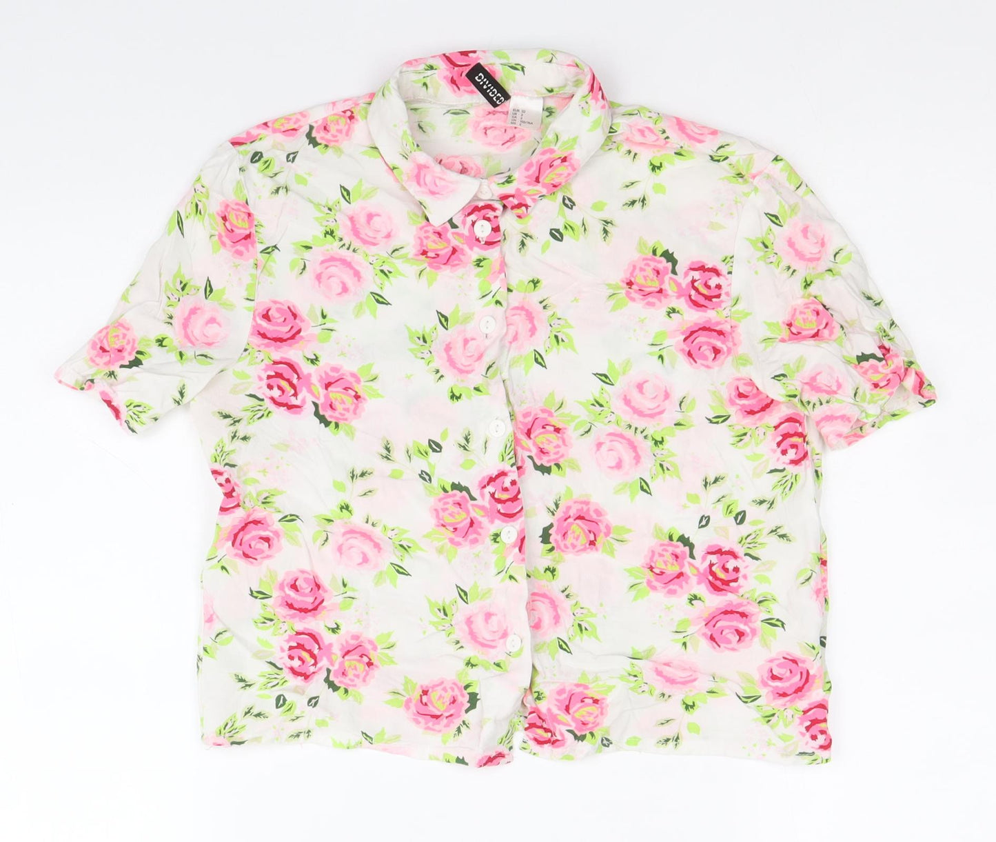 Divided by H&M Womens Multicoloured Floral Viscose Basic Button-Up Size 6 Collared