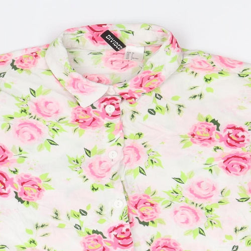 Divided by H&M Womens Multicoloured Floral Viscose Basic Button-Up Size 6 Collared