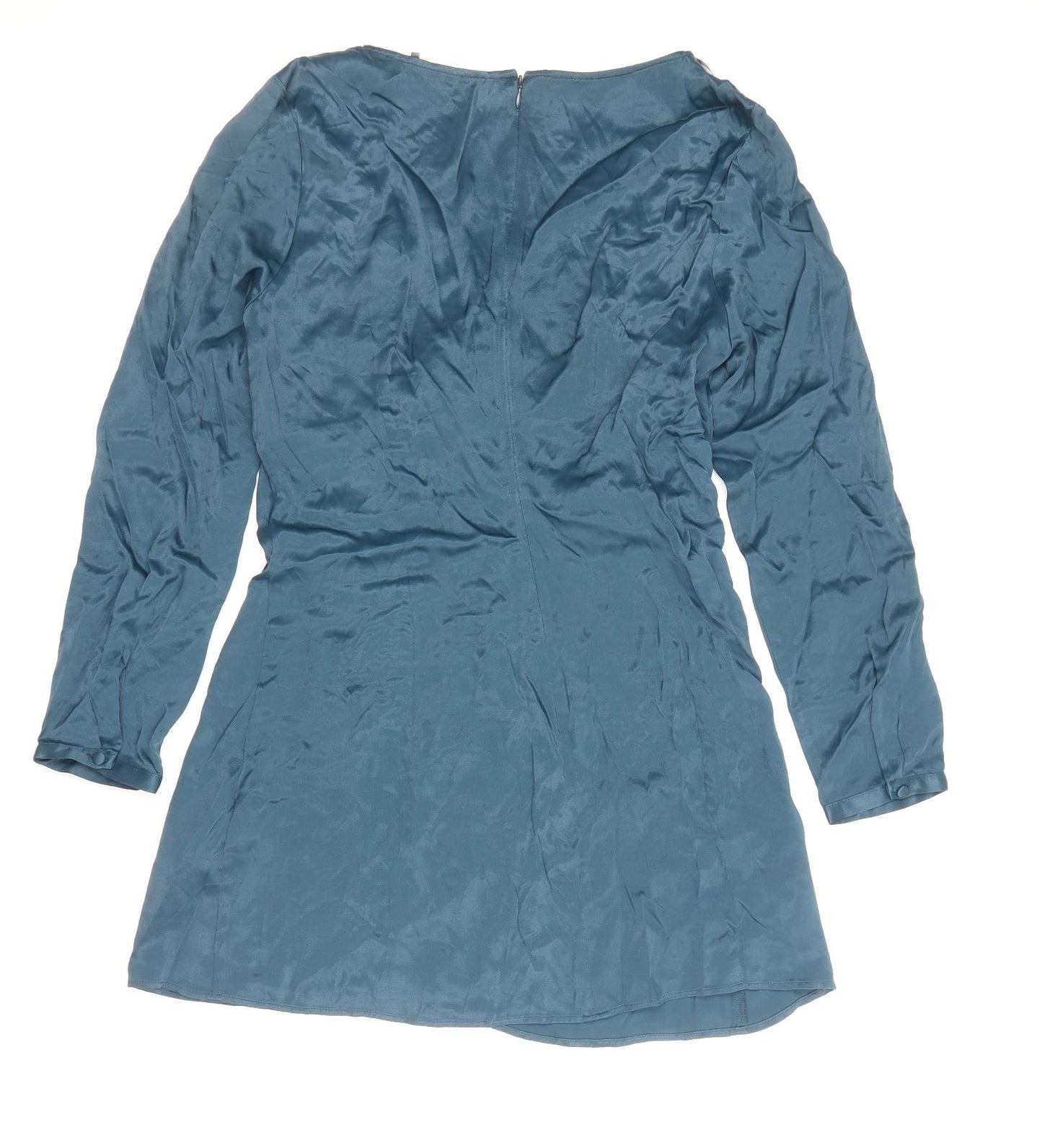 Zara Womens Blue Viscose Mini Size L V-Neck Zip