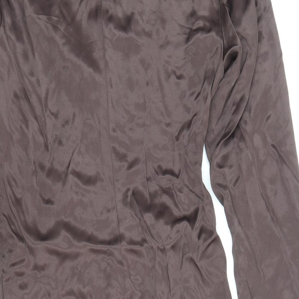 Zara Womens Brown Viscose Shirt Dress Size S Collared Button