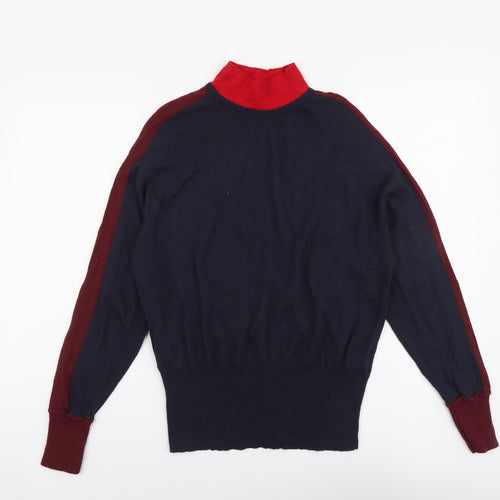 Marks and Spencer Mens Blue High Neck Wool Pullover Jumper Size L Long Sleeve