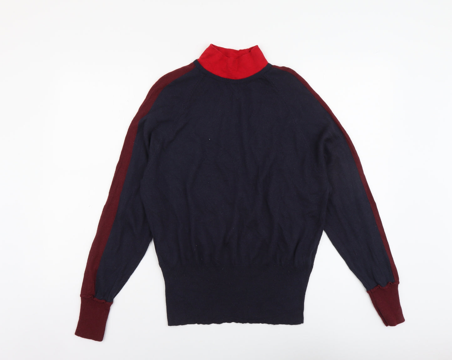 Marks and Spencer Mens Blue High Neck Wool Pullover Jumper Size L Long Sleeve