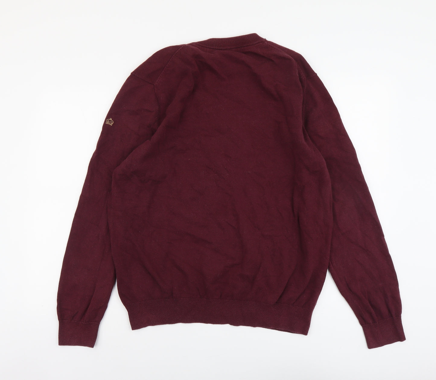 Merc London Mens Purple Round Neck Cotton Pullover Jumper Size XL Long Sleeve