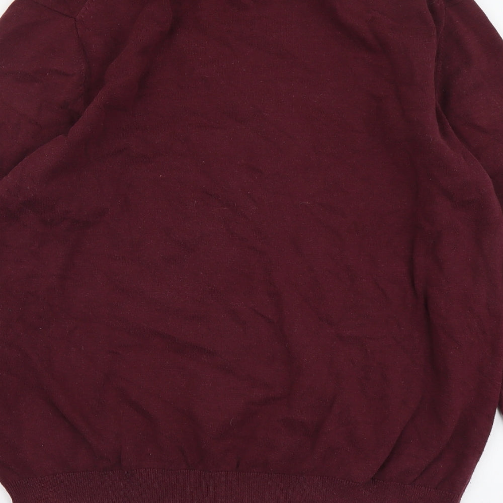 Merc London Mens Purple Round Neck Cotton Pullover Jumper Size XL Long Sleeve
