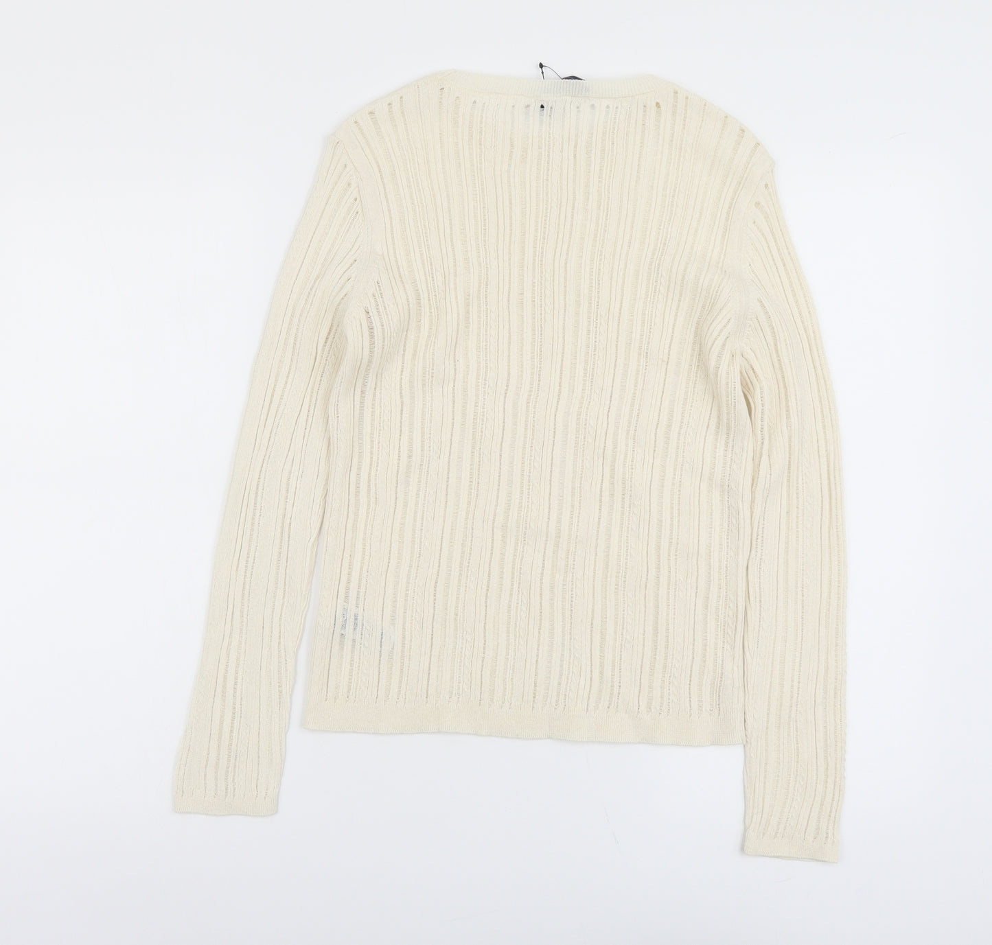Marks and Spencer Womens Beige Scoop Neck Polyester Pullover Jumper Size M