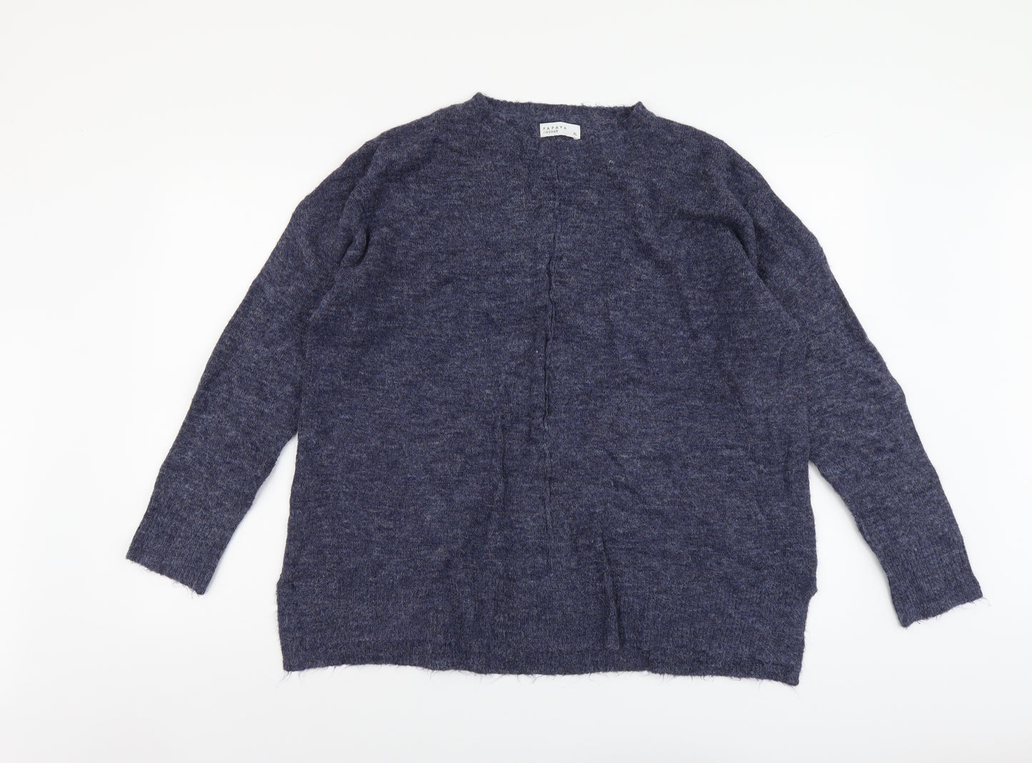 Papaya Womens Blue Scoop Neck Acrylic Pullover Jumper Size XL