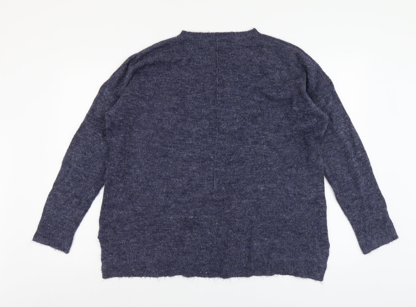 Papaya Womens Blue Scoop Neck Acrylic Pullover Jumper Size XL