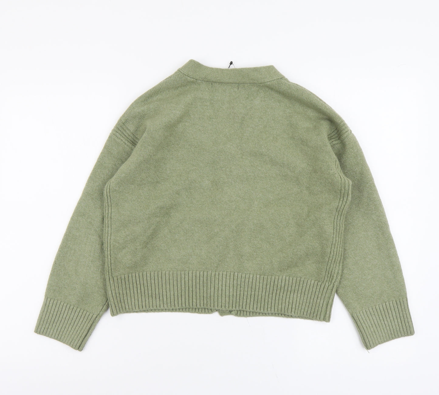 Marks and Spencer Womens Green V-Neck Polyester Cardigan Jumper Size S