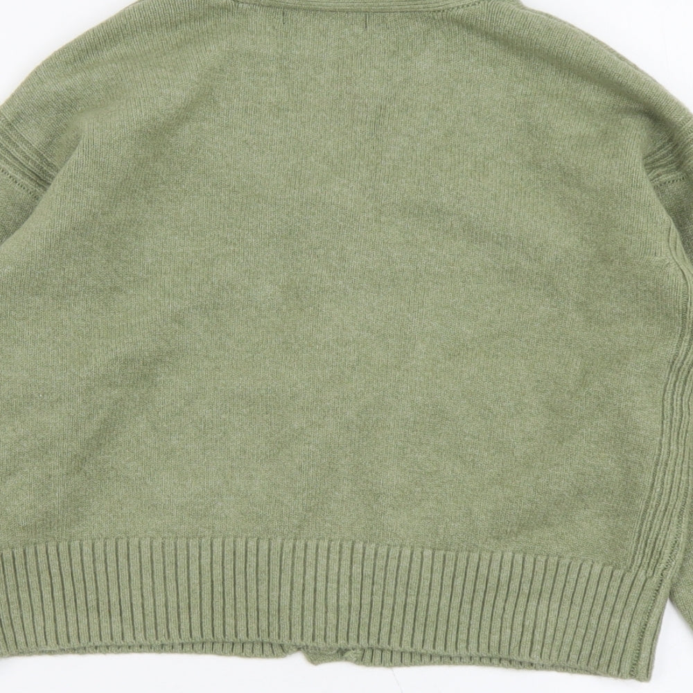 Marks and Spencer Womens Green V-Neck Polyester Cardigan Jumper Size S
