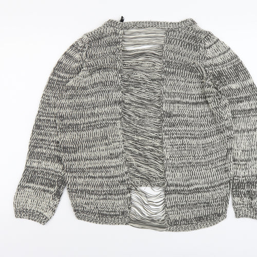 H&M Womens Grey Boat Neck Acrylic Pullover Jumper Size M - Distressed Back