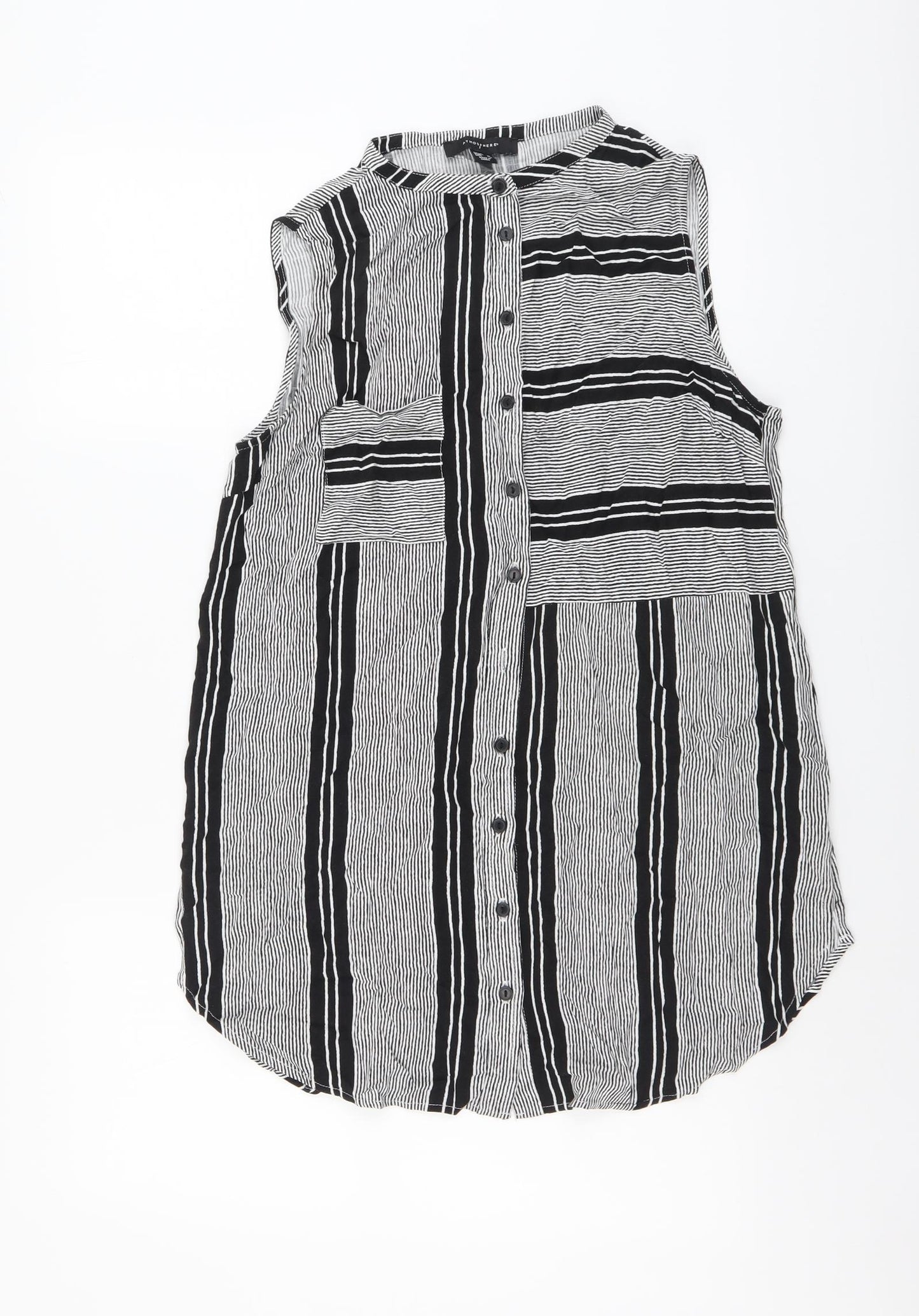 Atmosphere Womens Black Striped Viscose Basic Blouse Size 10 Boat Neck