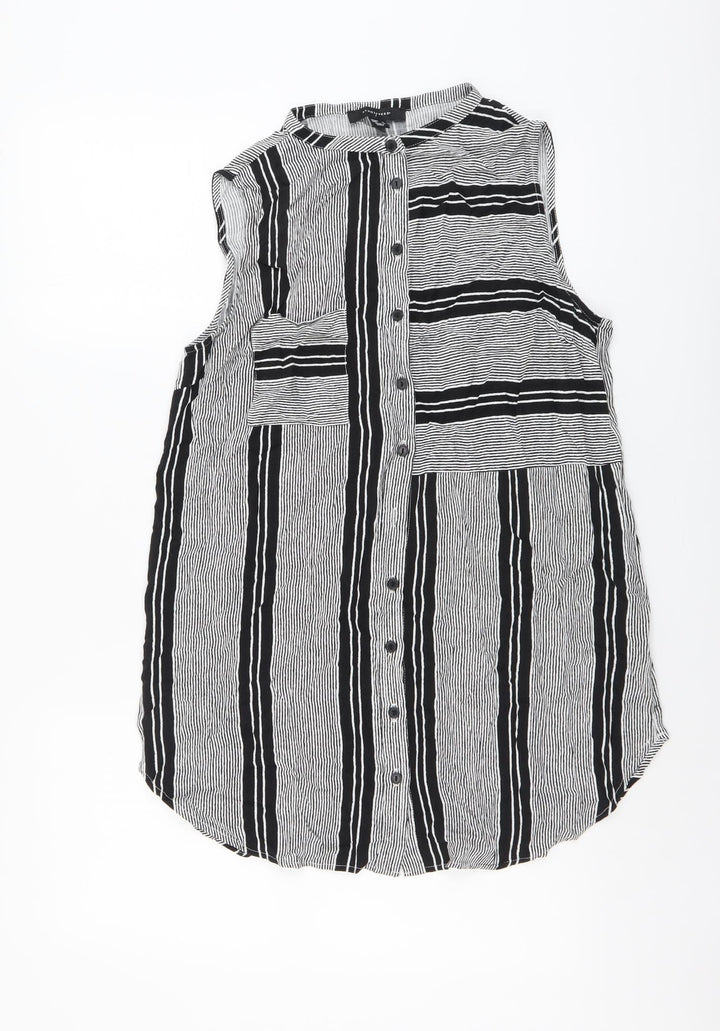 Atmosphere Womens Black Striped Viscose Basic Blouse Size 10 Boat Neck