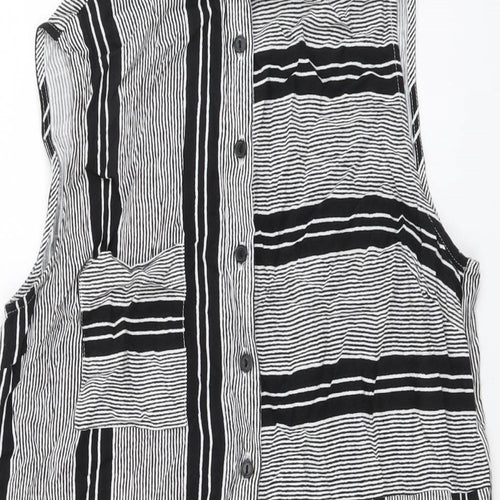 Atmosphere Womens Black Striped Viscose Basic Blouse Size 10 Boat Neck