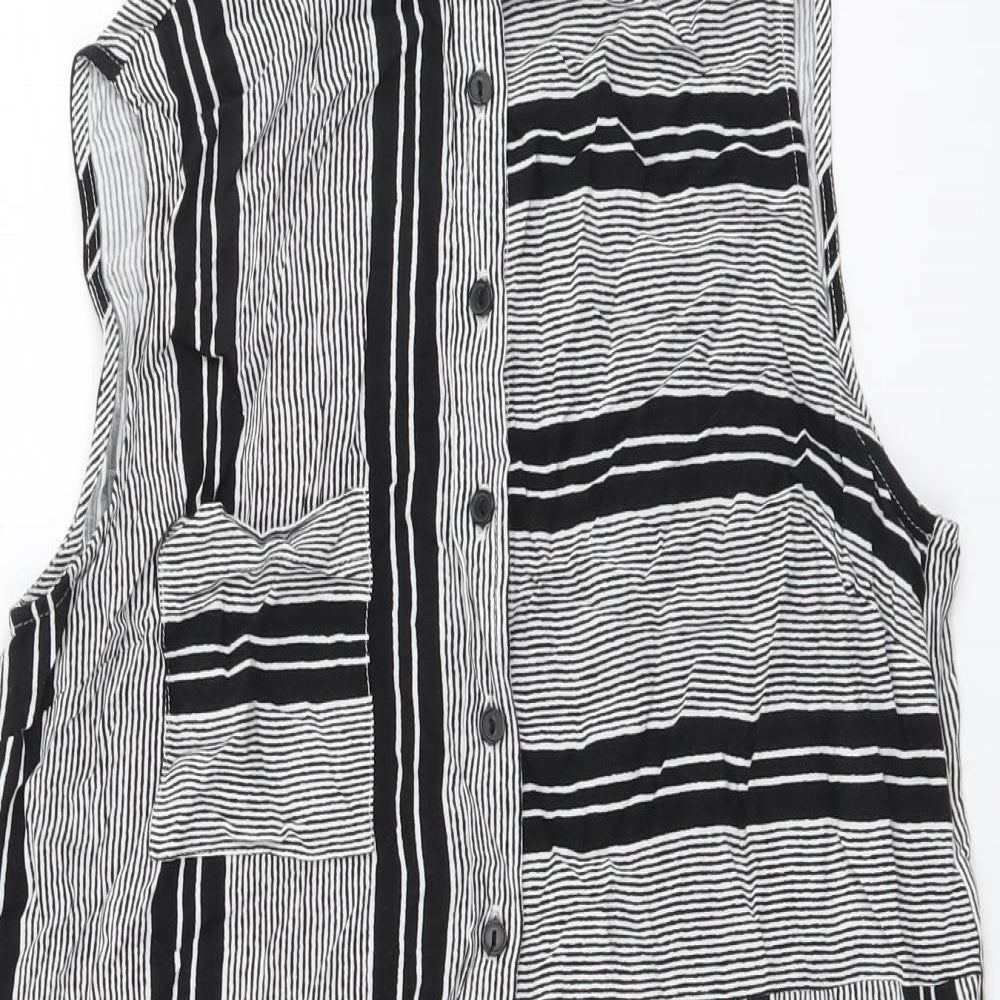 Atmosphere Womens Black Striped Viscose Basic Blouse Size 10 Boat Neck