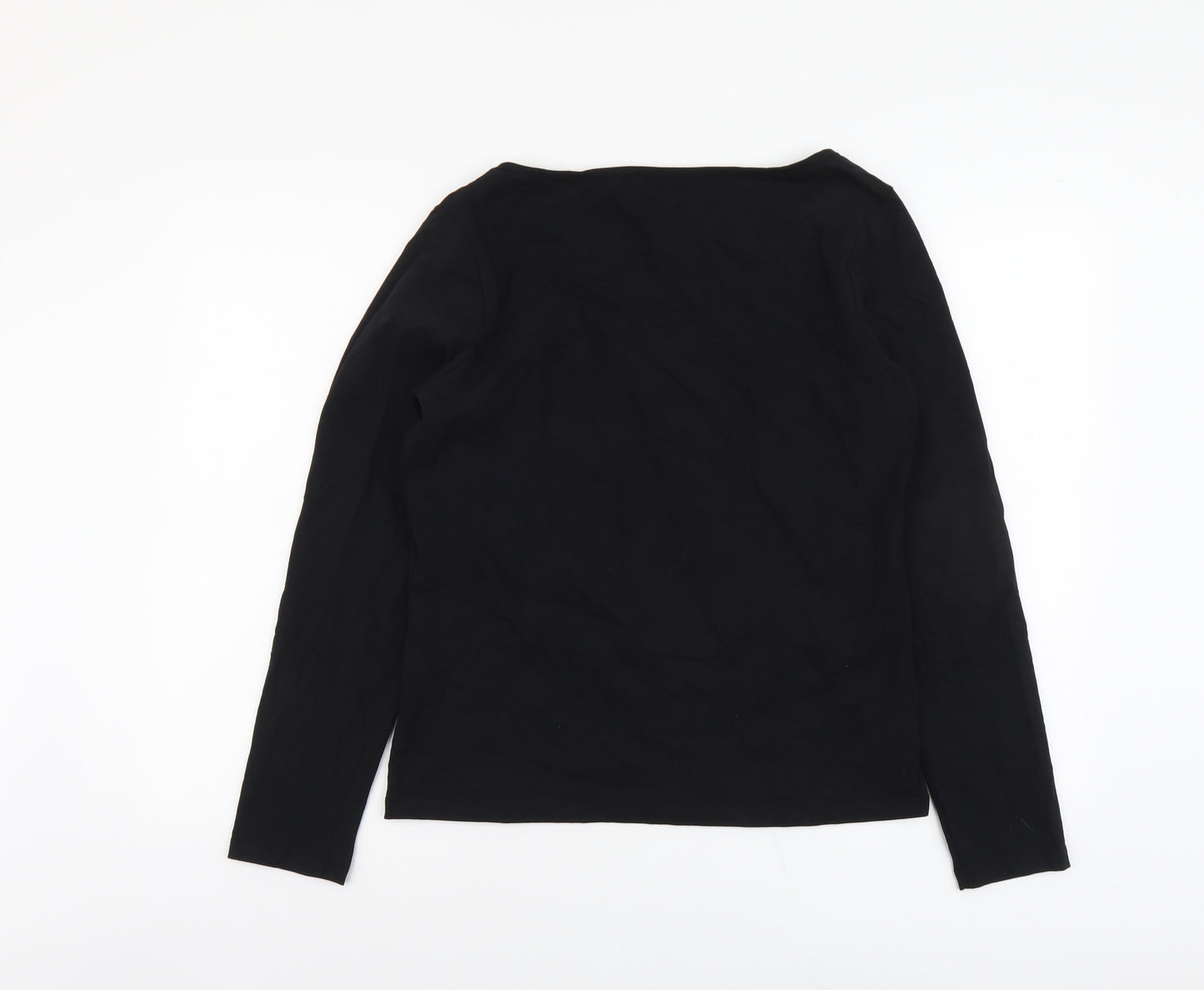 Warehouse Womens Black Cotton Basic Blouse Size 16 Square Neck