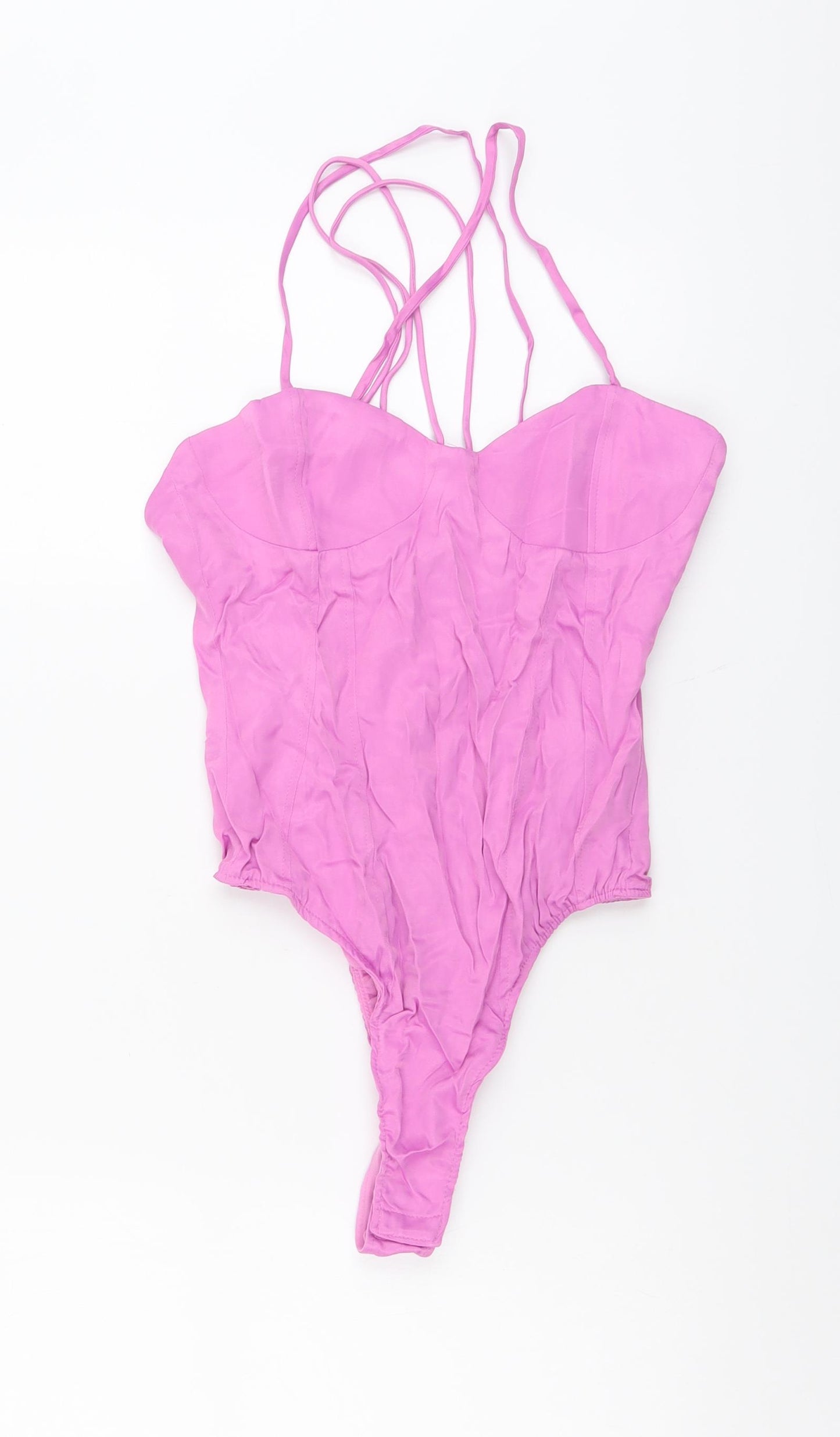 Zara Womens Purple Polyester Bodysuit One-Piece Size S Snap