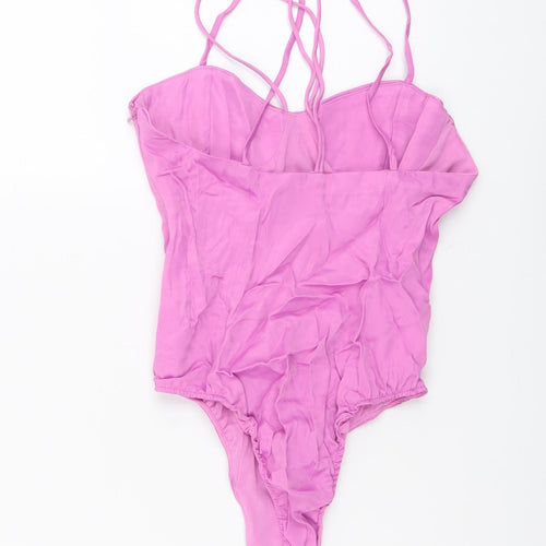 Zara Womens Purple Polyester Bodysuit One-Piece Size S Snap
