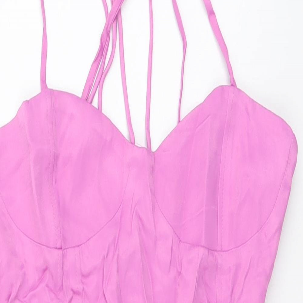 Zara Womens Purple Polyester Bodysuit One-Piece Size S Snap
