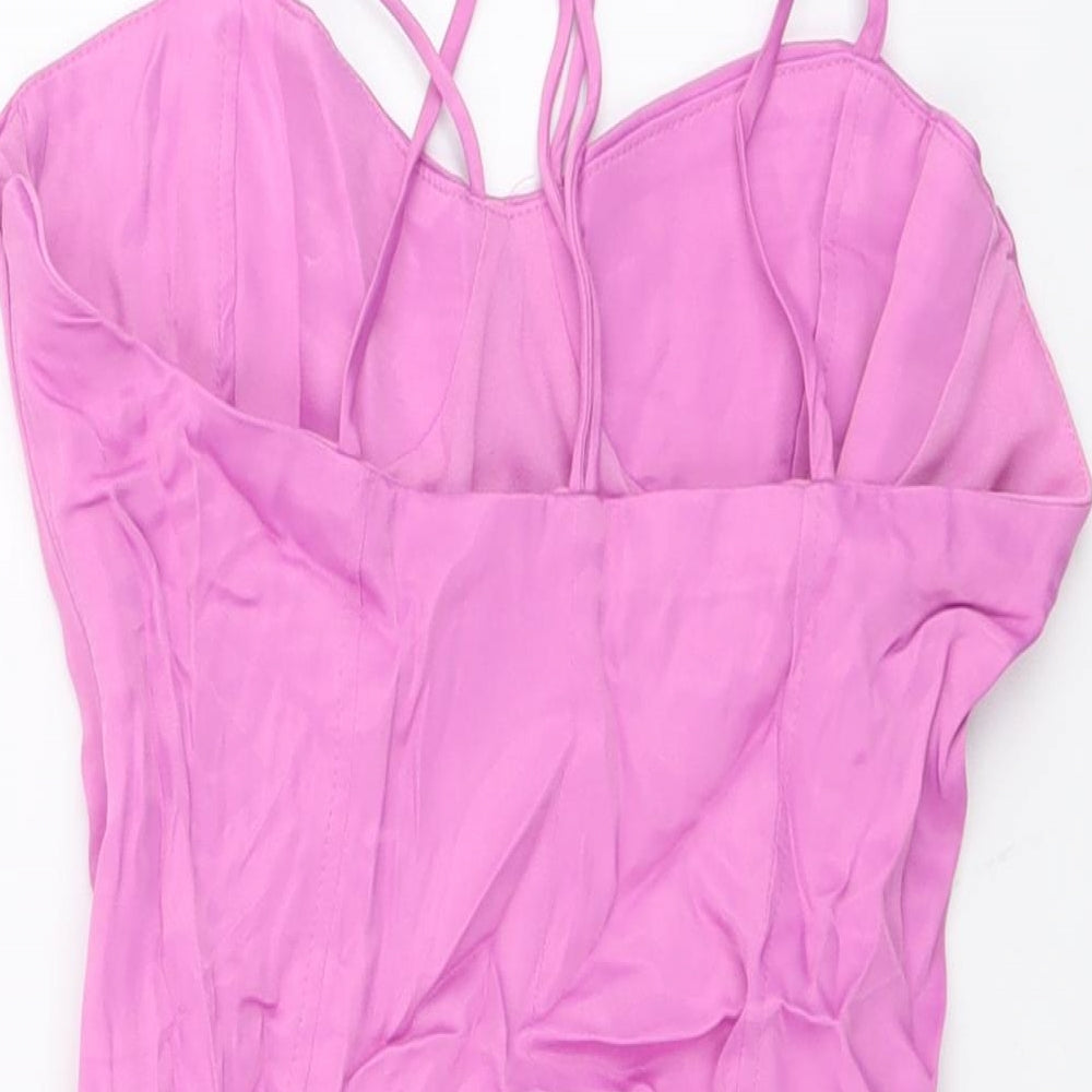 Zara Womens Purple Polyester Bodysuit One-Piece Size S Snap