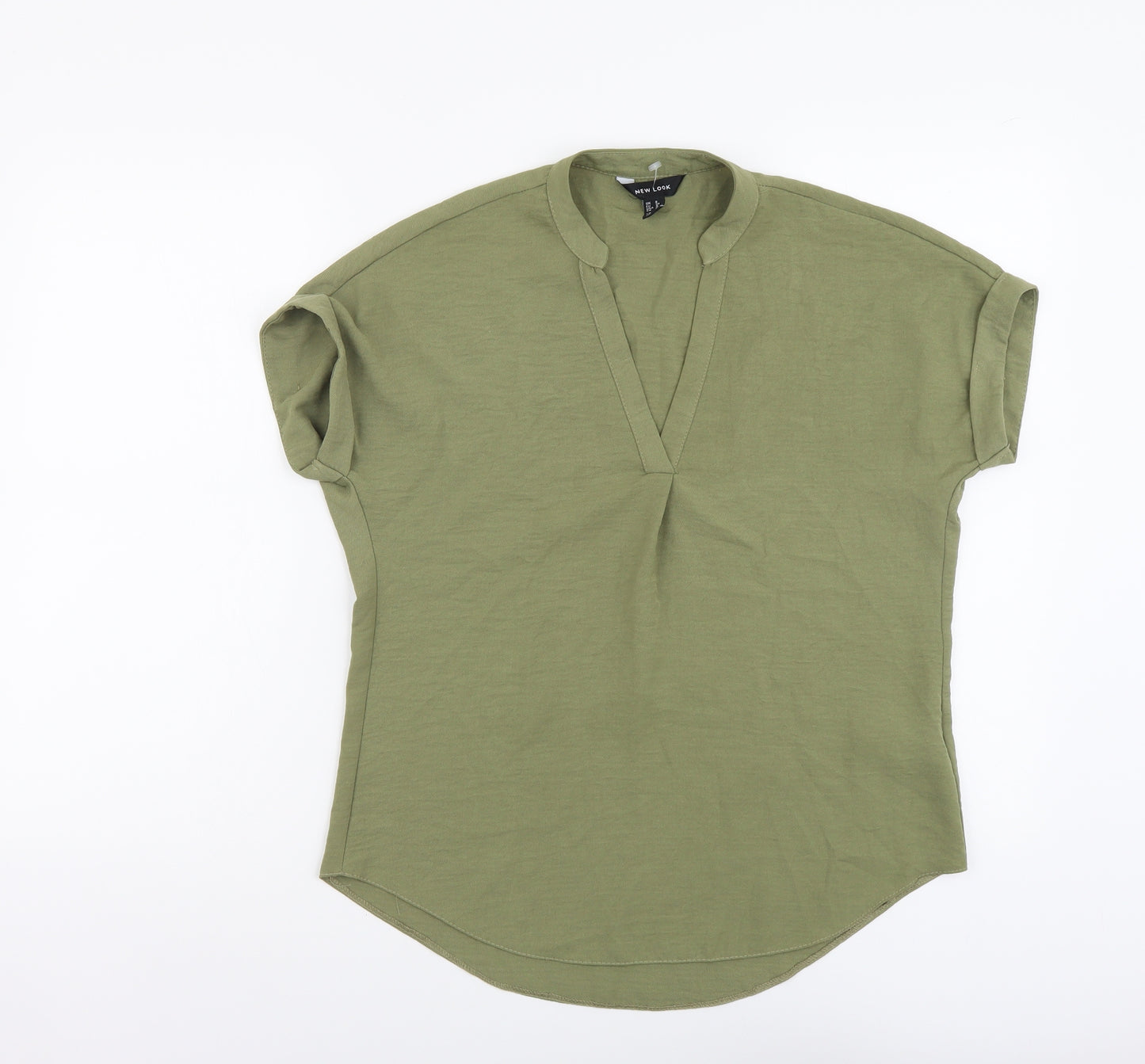 New Look Womens Green Polyester Basic Blouse Size 8 V-Neck