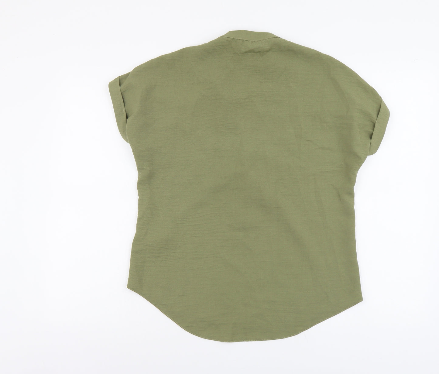 New Look Womens Green Polyester Basic Blouse Size 8 V-Neck