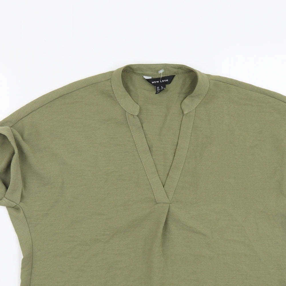 New Look Womens Green Polyester Basic Blouse Size 8 V-Neck