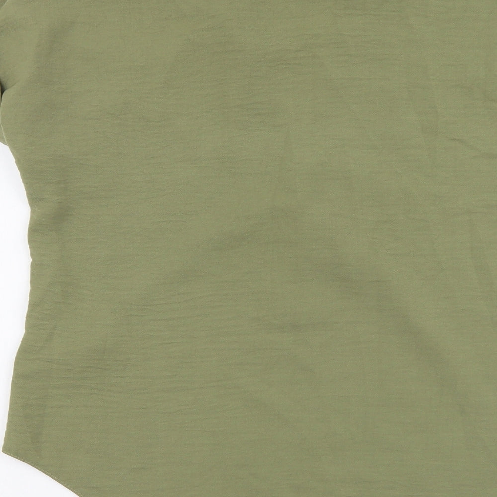 New Look Womens Green Polyester Basic Blouse Size 8 V-Neck