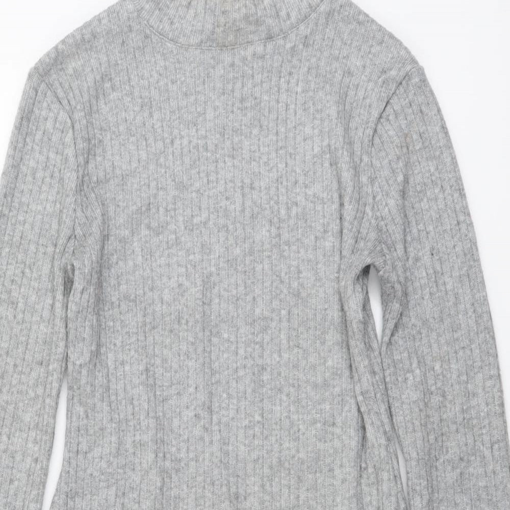 Zara Womens Grey Polyester Jumper Dress Size S Mock Neck Pullover