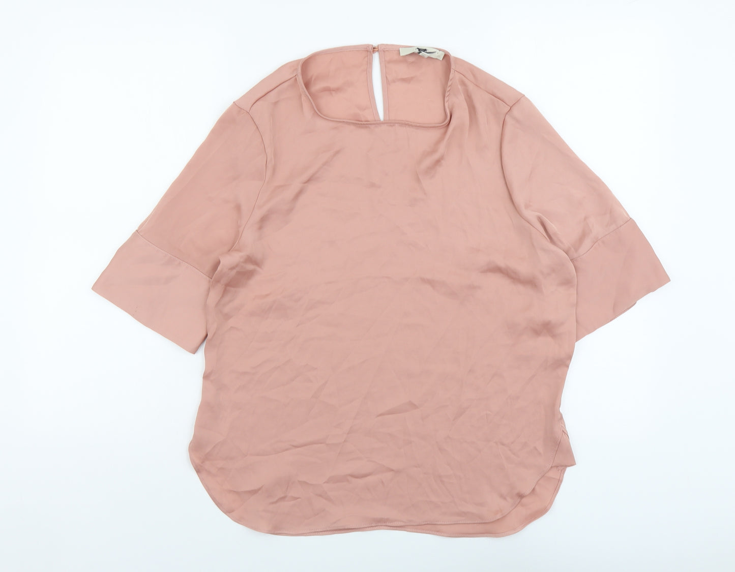 NEXT Womens Pink Polyester Basic Blouse Size 12 Round Neck