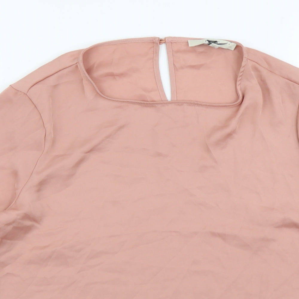 NEXT Womens Pink Polyester Basic Blouse Size 12 Round Neck