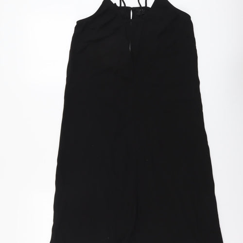 H&M Womens Black Polyester A-Line Size XS Round Neck Button