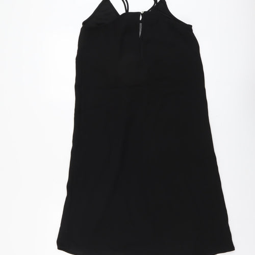 H&M Womens Black Polyester A-Line Size XS Round Neck Button