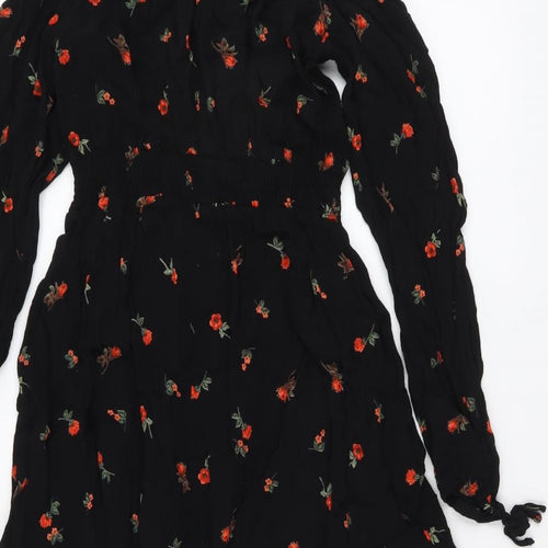 New Look Womens Black Geometric Viscose A-Line Size 6 Off the Shoulder Pullover
