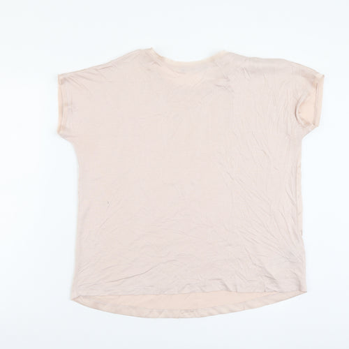 Mango Womens Pink Viscose Basic T-Shirt Size S Scoop Neck