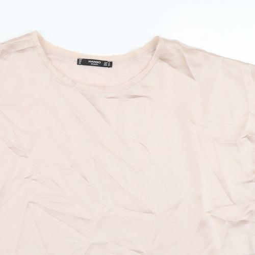 Mango Womens Pink Viscose Basic T-Shirt Size S Scoop Neck