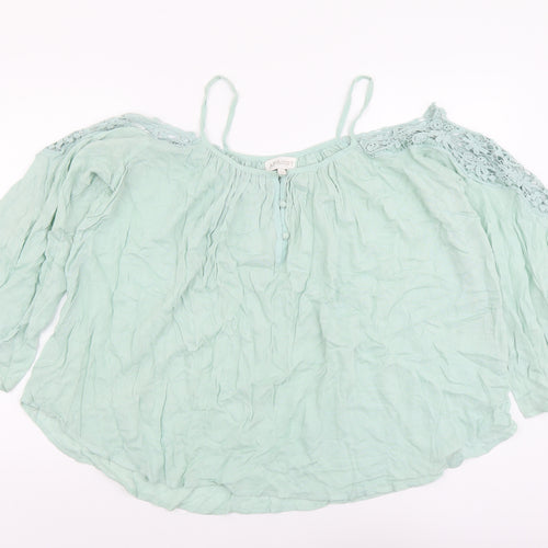 Apricot Womens Green Viscose Basic Blouse Size 12 Boat Neck